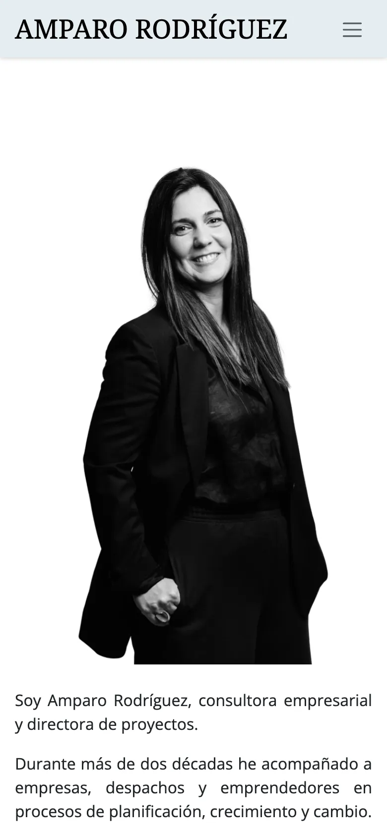 La web de Amparo Rodríguez en el móvil