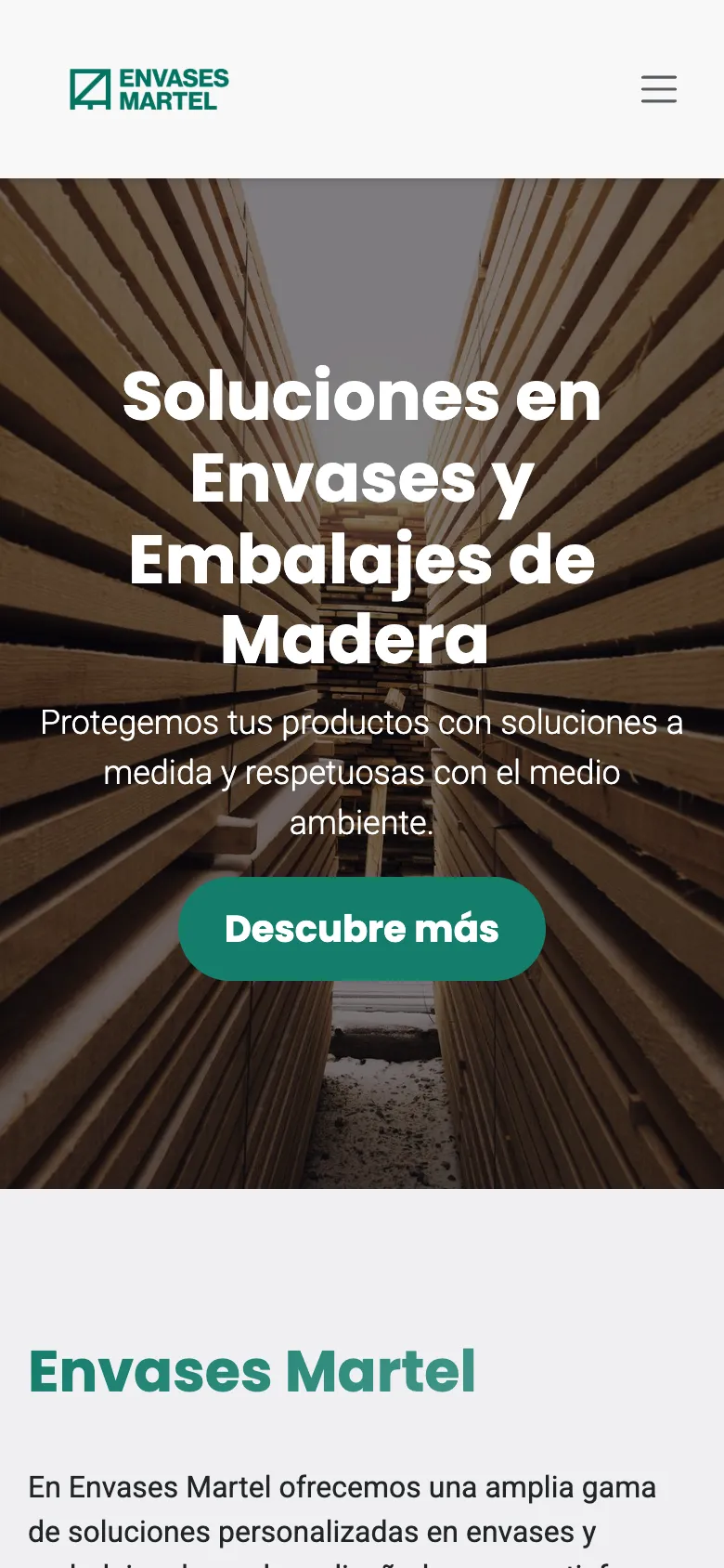La web de Envases Martel en el móvil