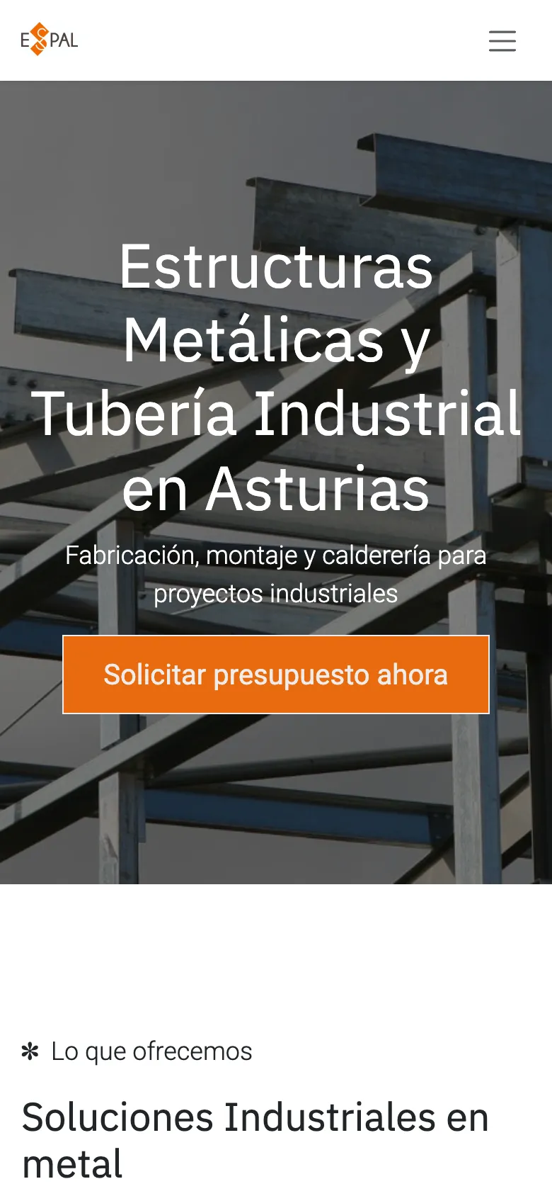 La web de Espal Montajes y Estructuras en el móvil