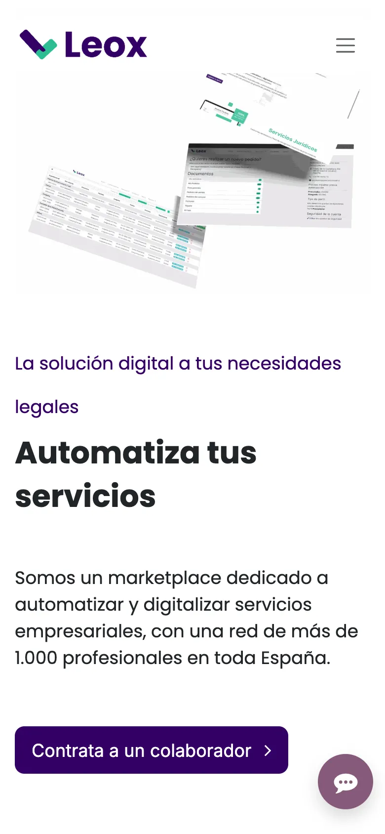 La web de Leox en el móvil