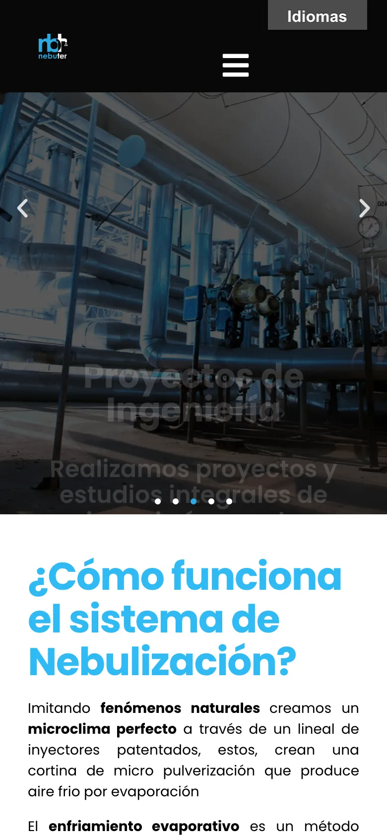 La web de Nebuter en el móvil