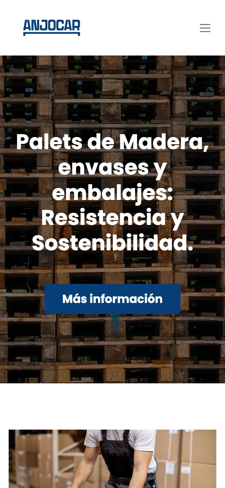 La web de Palets Anjocar en el móvil