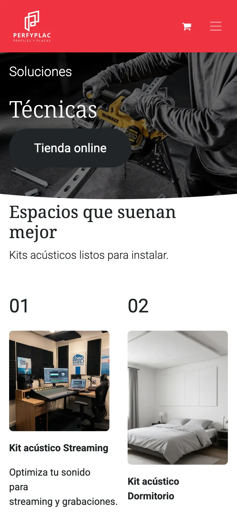 La web de Perfyplac en el móvil